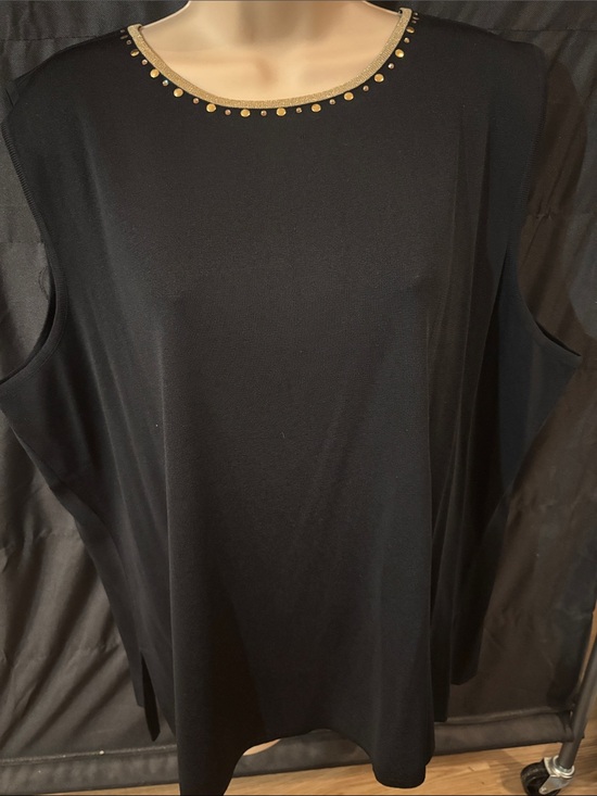 Ming Wang Tops - Ming Wang Black Sleeveless Tank with Gold Stud Neckline